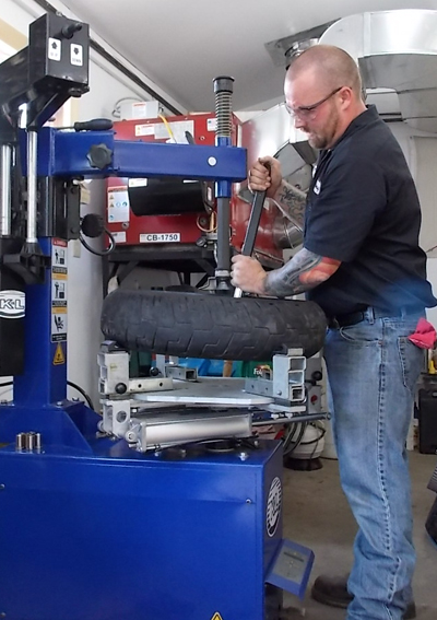 Tire change, mount, and balance